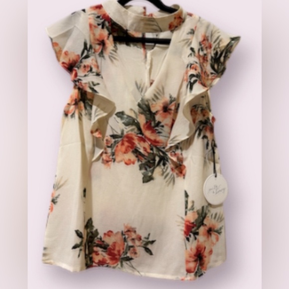 Milk and Honey Cut out Neckline Floral Blouse - Picture 1 of 3